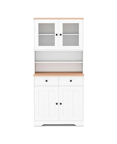 Gouun Pantry Cabinet with 2 Removable Shelves and Glass Doors