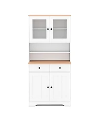 Gouun Pantry Cabinet with 2 Removable Shelves and Glass Doors
