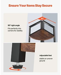 Gouun 5-Tier Corner Shelf, Corner Bookshelf with Metal Frame and Wooden Shelves