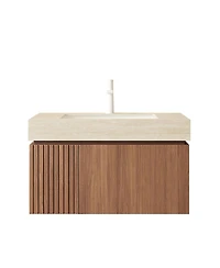 Sillysis Modern Floating Bathroom Vanity with Sintered Stone Top, Undermount Sink, Soft Close Drawer and Ample Storage