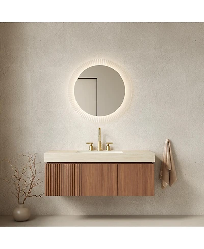 Sillysis Floating Bathroom Vanity with Sintered Stone Top, 3-Hole Undermount Ceramic Sink, Soft Close Storage, Pre-Assembled