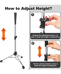 Aoligeijs Baseball Tee Batting Tee Softball Tee Portable Travel Hitting Tee,Easy Adjustable Height,Stable Tripod Stand