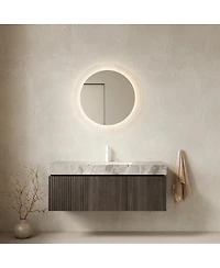 Sillysis Floating Bathroom Vanity with Italian Sintered Stone Top, Plywood Cabinet, Ceramic Sink, Soft Close Storage