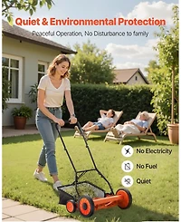 Sugift Push Reel Lawn Mower, 18 inches, 5 Blades, Manual Lawn Edger with Grass Catcher
