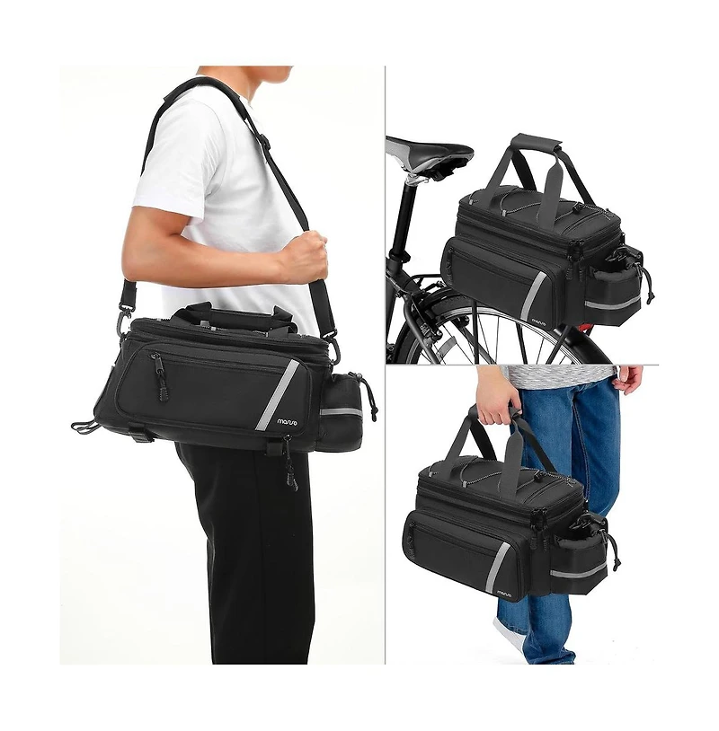 Aoligeijs Insulated Bike Rack Bag with Rain Cover, Bicycle Trunk Cooler Foldable Panniers for Commuting Travel Outdoor Cycling