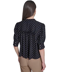 Tommy Hilfiger Women's Collared Ruffle Neck Blouse