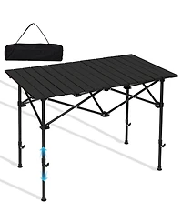 Gnuadz Camping Table Roll Up Fold Adjustable Height Aluminum Portable Camping Outdoor Recreation Gear