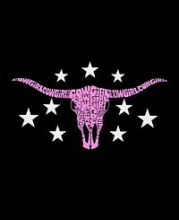 La Pop Art Women's Cowgirl Cowskull Premium Word Flowy Tank Top