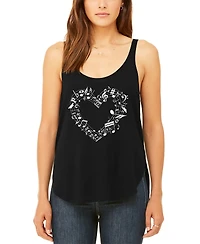La Pop Art Women's Sheet Music Heart Premium Word Flowy Tank Top