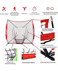 Aoligeijs Baseball Softball Practice Net,Pitching Net,Batting Net,with Baseball Tee,Bonus Strike Zone and Bow Frame