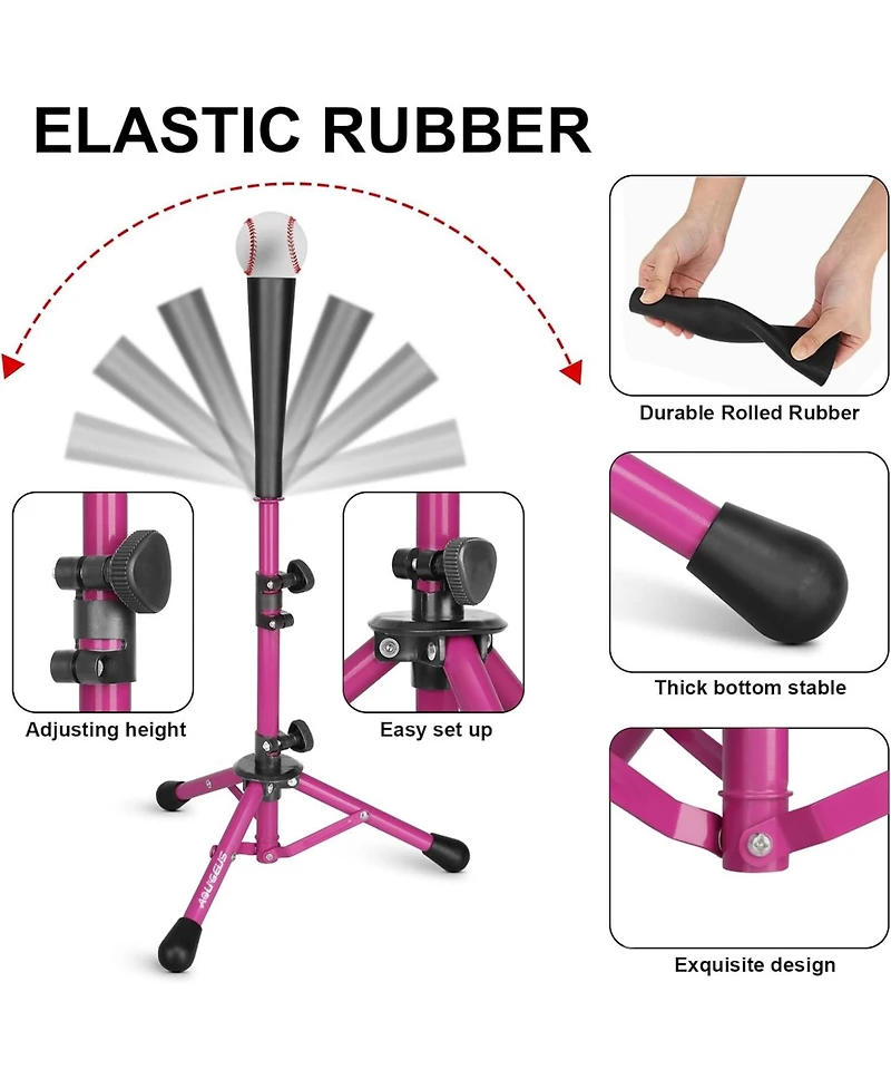 Aoligeijs Baseball Tee Batting Tee Softball Tee Portable Travel Hitting Tee,Easy Adjustable Height,Stable Tripod Stand