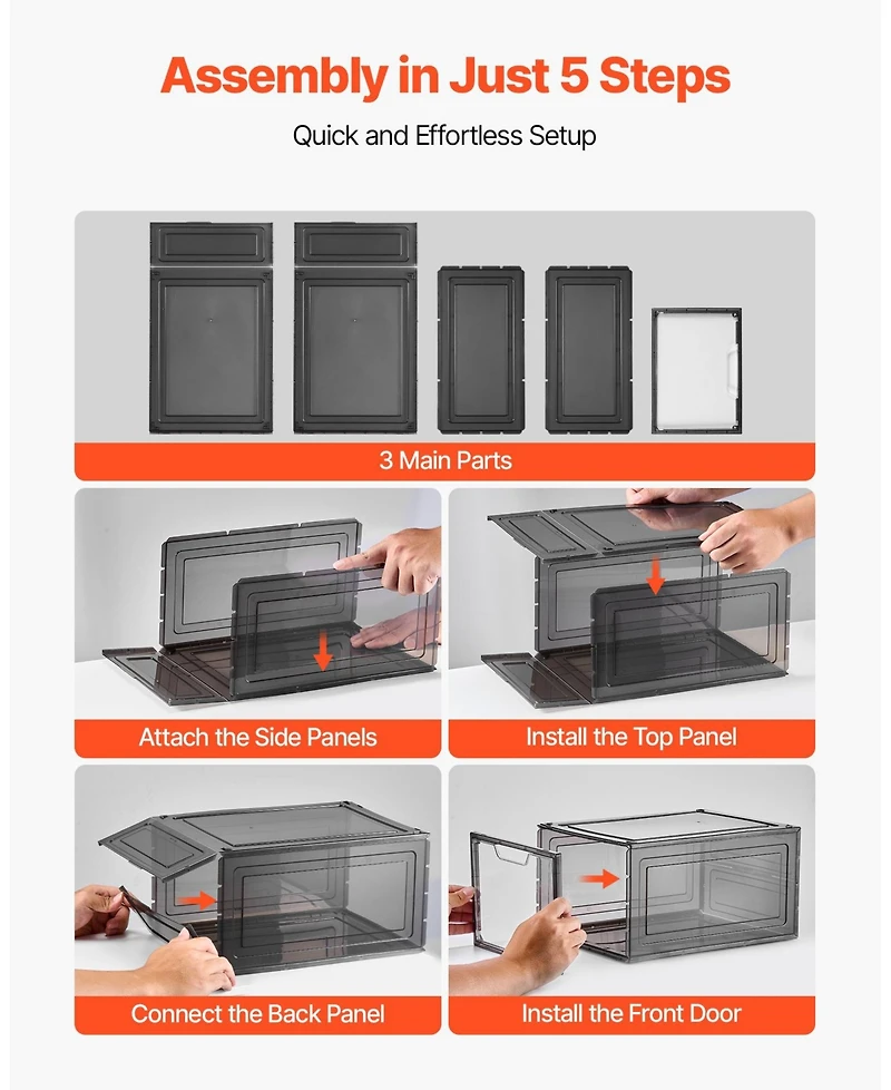 Gouun Clear Stackable Shoe Boxes with Magnetic Door, 9 Pack, Fits Us Size 13