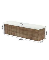 Tribesigns Upholstered End of Bed Storage Bench, 63" Farmhouse Wooden Entryway Bench with Cushion, Padded Ottoman with Shoe Storage