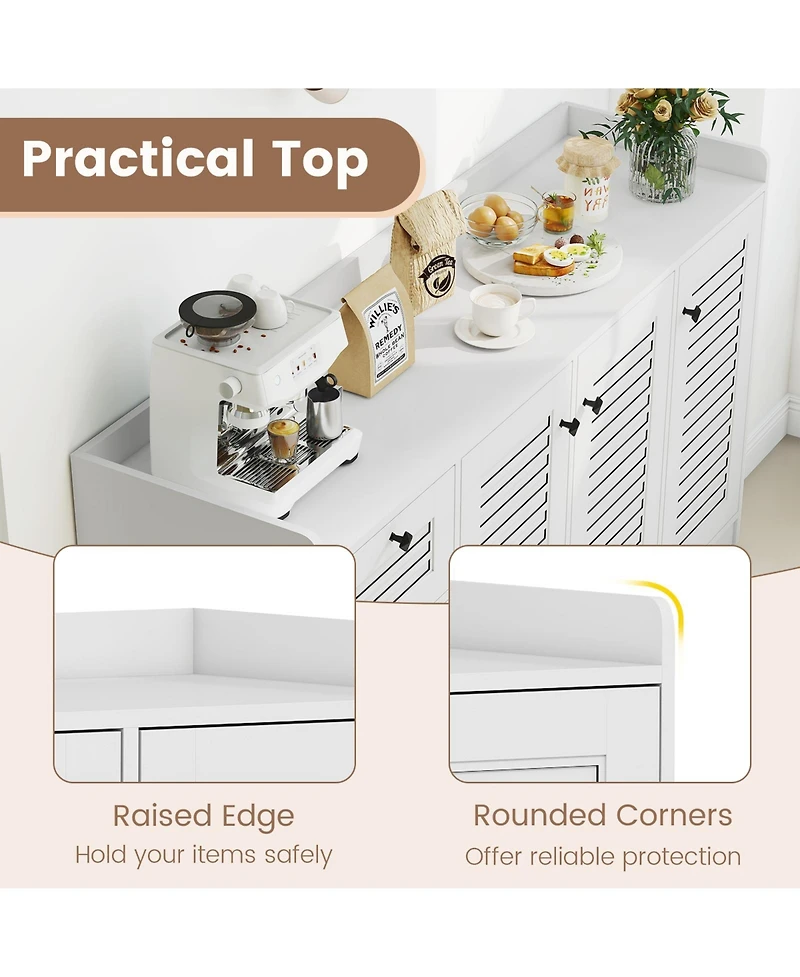 Gouun Modern Buffet Cabinet with 3 Doors and Enclosed Storage