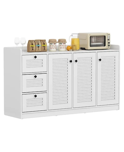 Gouun Modern Buffet Cabinet with 3 Doors and Enclosed Storage