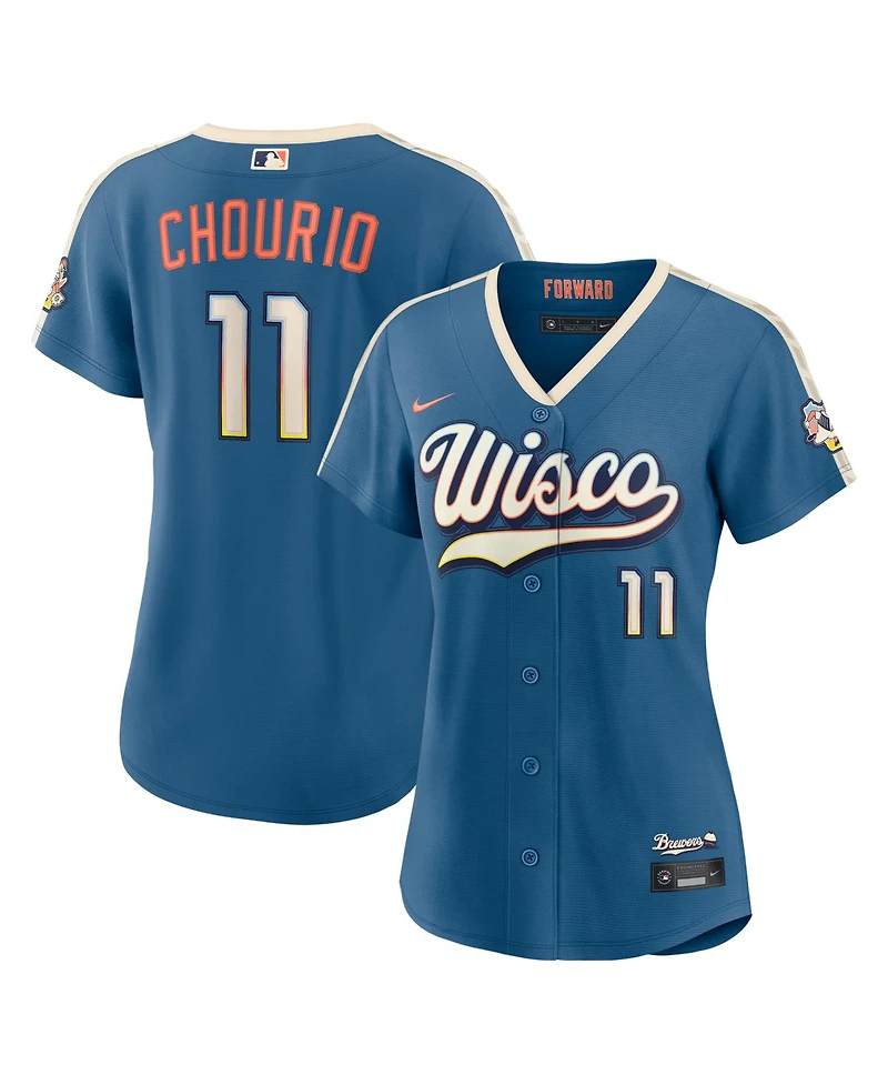Nike Women's Jackson Chourio Mineral Blue Milwaukee Brewers 2026 City Connect Stadium Jersey
