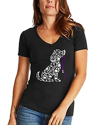 La Pop Art Women's Dog Leash Word V-Neck T-shirt