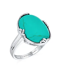 Bling Jewelry Fleur Dis Lis Large Natural Stones Filigree Oval Armor Full Finger Statement Ring Oxidized .925 Sterling Silver