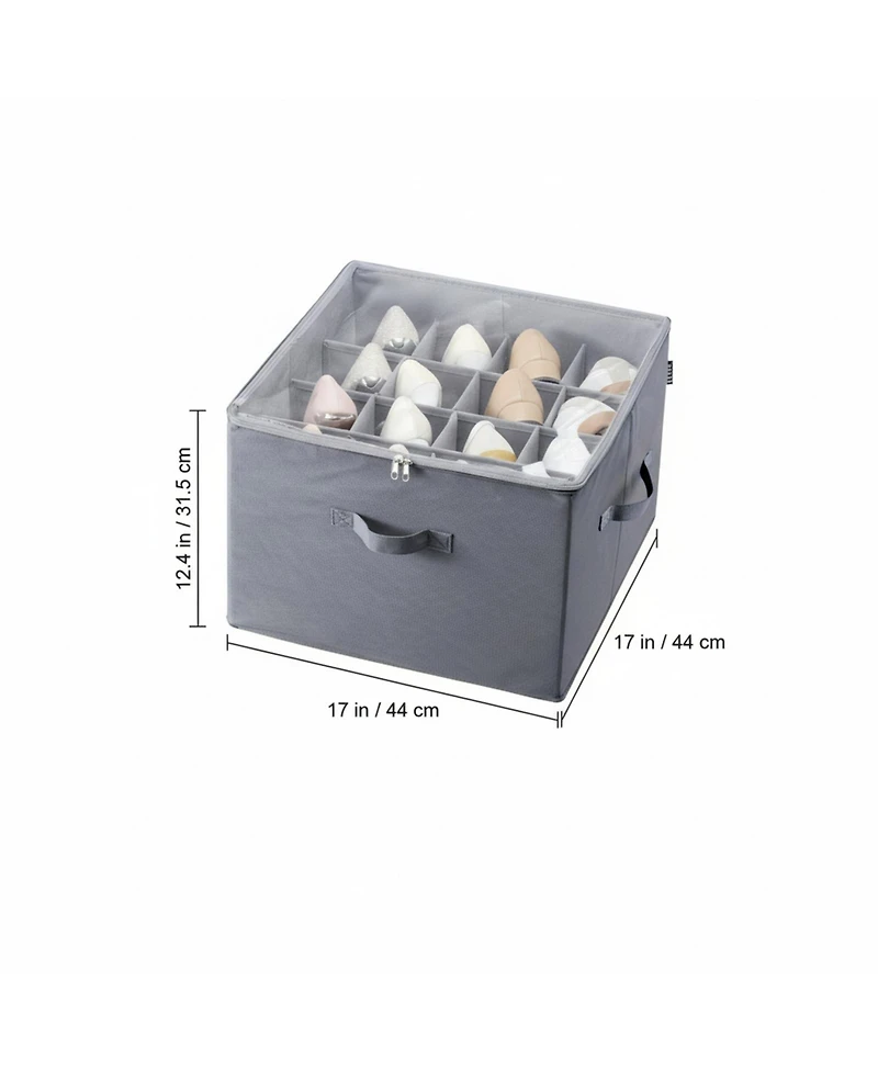 Gouun Under-Bed Shoe Organizer with 16 Compartments and Clear Window