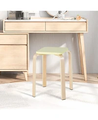 Gouun Set of 4 Colorful Square Wooden Stools with Anti-Slip Felt Mats