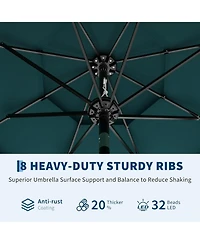 gaomon 10Ft 3-Tier Patio Umbrella, Outdoor Table Umbrella with Vents, Easy Crank and Push Button Tilt, Market 8 Sturdy Ribs for Pool