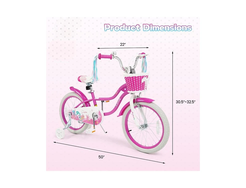 Slickblue Kids Bike with Basket and Streamers