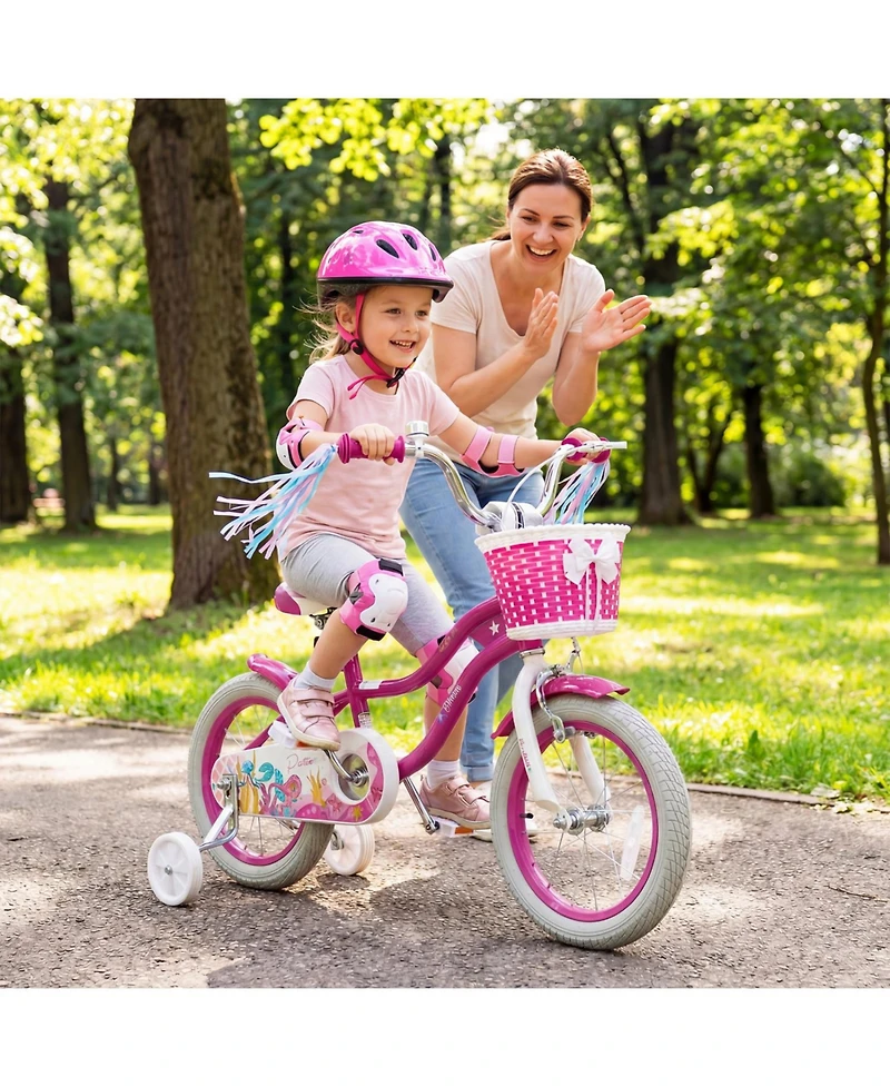 Slickblue Kids Bike with Basket and Streamers