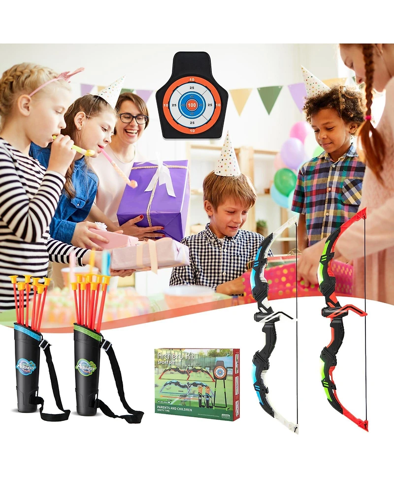 Slickblue Youth Archery Bow Set with Led Light Up Bow and 20 Suction Cup Arrows for Kids