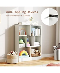 Gouun 7-Section Freestanding Kids Bookshelf for Classroom, Daycare and Nursery