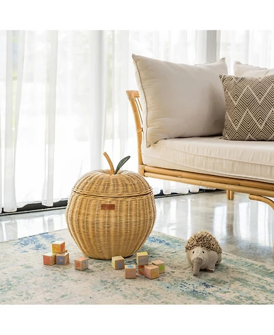 Momiji Apple Handcrafted Rattan Storage Basket with fabric lining