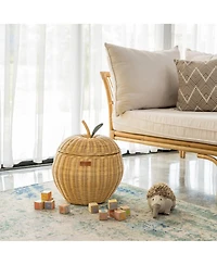 Momiji Apple Handcrafted Rattan Storage Basket with fabric lining