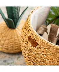 Momiji Pineapple Handcrafted Rattan Storage Basket with fabric lining