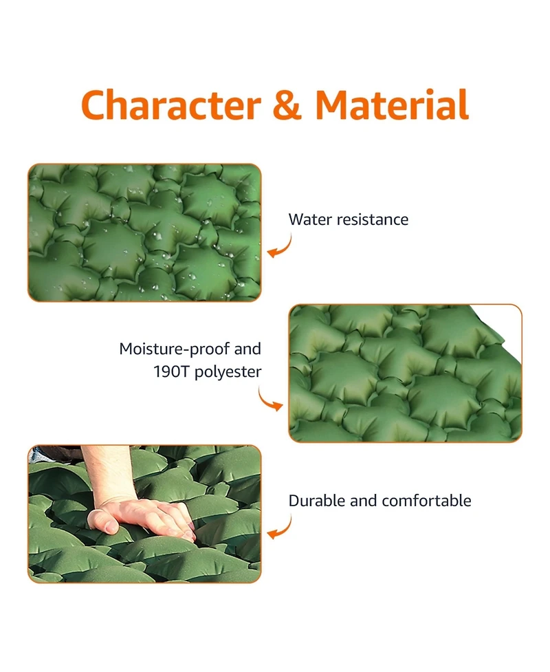 Gnuadz Camping Sleeping Pad Quick-inflate Foot Pump Ultralight Hiking Camping Outdoor Recreation Gear