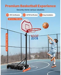 Mecale Kids Basketball Hoop, 5.2-6.9 ft Height Adjustable Stand with Rolling Wheels, Nylon Net, Portable Backboard Set