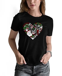 La Pop Art Women's Christmas Themed Heart Word Pullover Top