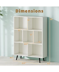 Gouun 7-Cube Bookcase with Tapered Metal Legs and Anti-Tipping Kits