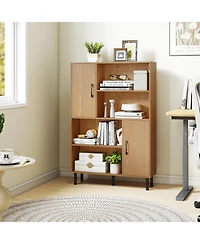 Gouun 47 in Storage Cabinet with 2 Doors and 4 Open Shelves, 31.5 x 9.5 x 47 in