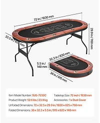 Mecale Foldable Poker Table for 8 Players with Cup Holders and Padded Rails