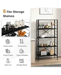 Gouun 5-Tier Foldable Metal Storage Shelving Unit on Wheels