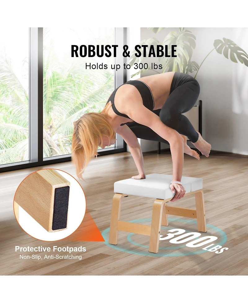 Mecale Yoga Headstand Bench 300 lbs with Wood Frame and Pu Pad
