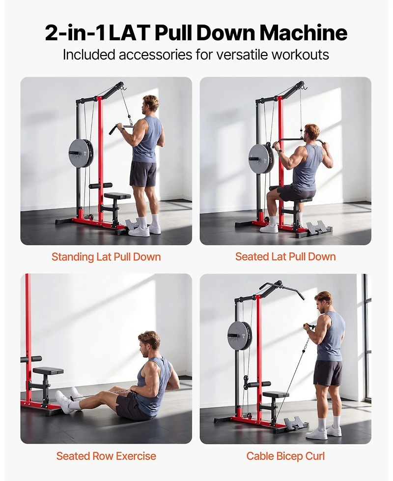 Mecale 2 in 1 Lat Pulldown and Row Cable Machine, 500 Lb Capacity