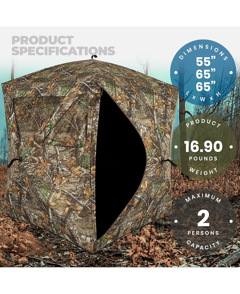 Ameristep Care Taker Pop-Up 2 Person Ground Hunting Concealment Blind, RealTree