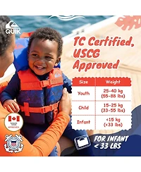 Quiksilver Infant Life Vest Uscg Approved with Quick-Release Buckles and Leg Strap, Upright Flotation and Grab Handle, for Boating, Fishing