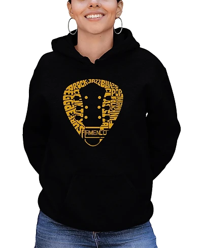 La Pop Art Women's Guitar Pick Genres Word Hooded Sweatshirt