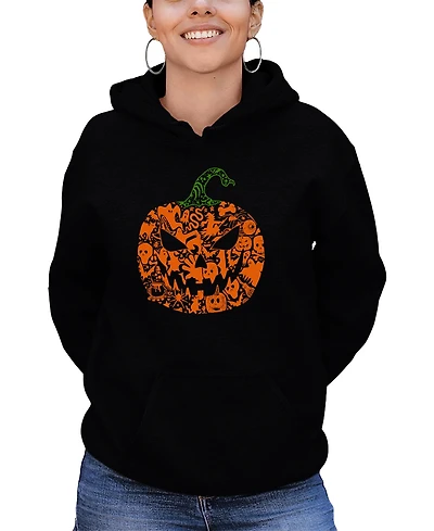 La Pop Art Women's Halloween Pumpkin Word Hooded Sweatshirt