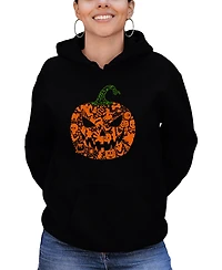 La Pop Art Women's Halloween Pumpkin Word Hooded Sweatshirt