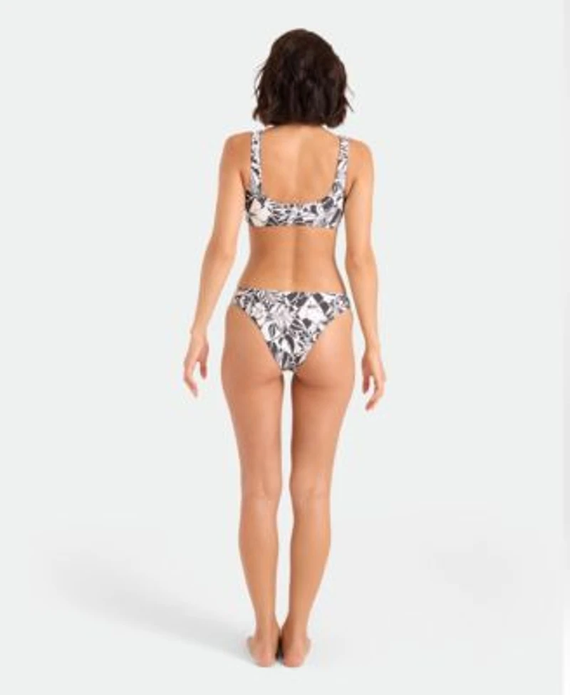 Volcom Womens Tropical Print Reversible Scoop Neck Bikini Top Mid Rise Bottoms