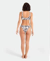 Volcom Womens Tropical Print Reversible Scoop Neck Bikini Top Mid Rise Bottoms