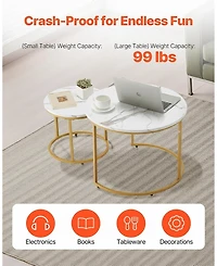 Gouun Round Nesting Coffee Table Set of 2 with Metal Frame