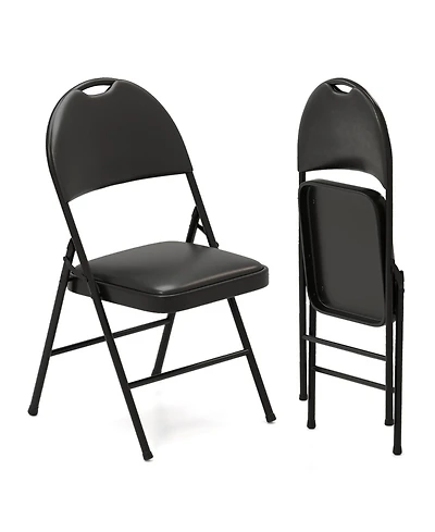 Gouun 2-Pack Padded Folding Chairs with Metal Frame and Carry Handle